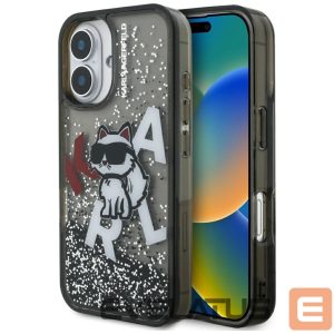 Kitos prekės Karl Lagerfeld  Karl Lagerfeld Liquid Glitter Choupette Logo iPhone 16 Case - Black 