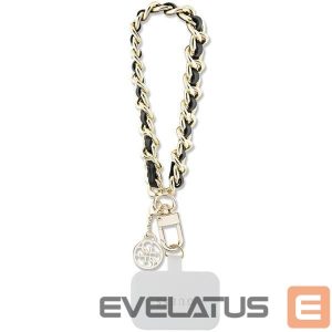 Nugarėlės dėklai Guess  Guess GUOUCHSAMC4K Universal Hand Strap Case - Black Saffiano Chain 4G Charm 