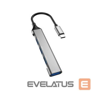 Kabelis Dudao  Dudao HUB 4in1 USB-C - 4x USB-A (3 x USB2.0 / USB3.0) 6.3cm black (A16T) 