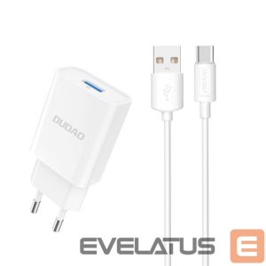 Adapteriai Dudao  Dudao A4EU USB-A 2.1A wall charger - white + USB-A - USB-C cable 