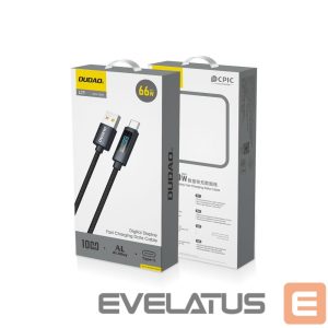 Kabelis Dudao  Dudao L7T USB-A - USB-C 66W Cable with LED Display 1m - Black 