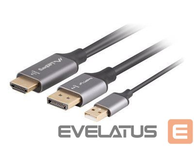 Monitoriaus priedas Lanberg HDMI(M)->Displayport(M) cable 1.8m 4K, Black