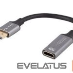 Monitoriaus priedas Lanberg  Displayport (M)->HDMI(F) Adapter 8K on cable 20cm, Silver 