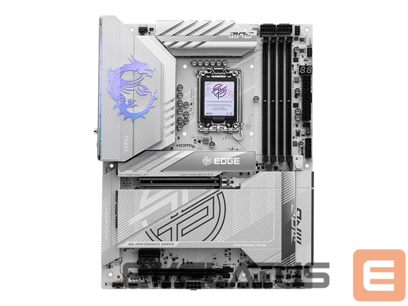 Intel procesoriaus pagrindinė plokštė MSI MPG Z890 EDGE TI WIFI | Processor family Intel | Processor socket LGA1851 | Supported hard disk drive interfaces SATA, M.2 | Number of SATA connectors 4