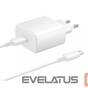 Adapteriai Samsung  EP-TA845EWE + EP-DW767JWE Samsung 45W Travel Charger + USB-C/USB-C Data Cable White (OOB Bulk) 