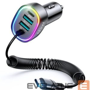 Automobiliniai įkrovikliai Joyroom  4 in 1 fast car charger PD, QC3.0, AFC, FCP with USB Type C cable 1.6m 60W Black