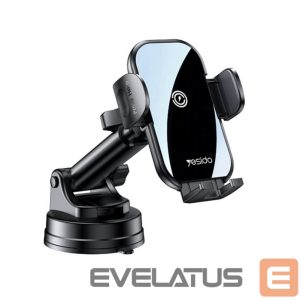 Automatinis laikiklis yesido  C197 15W Fast Charging Wireless Car Charger | 360 Rotating Suction Cup Air Vent | Phone Holder Black