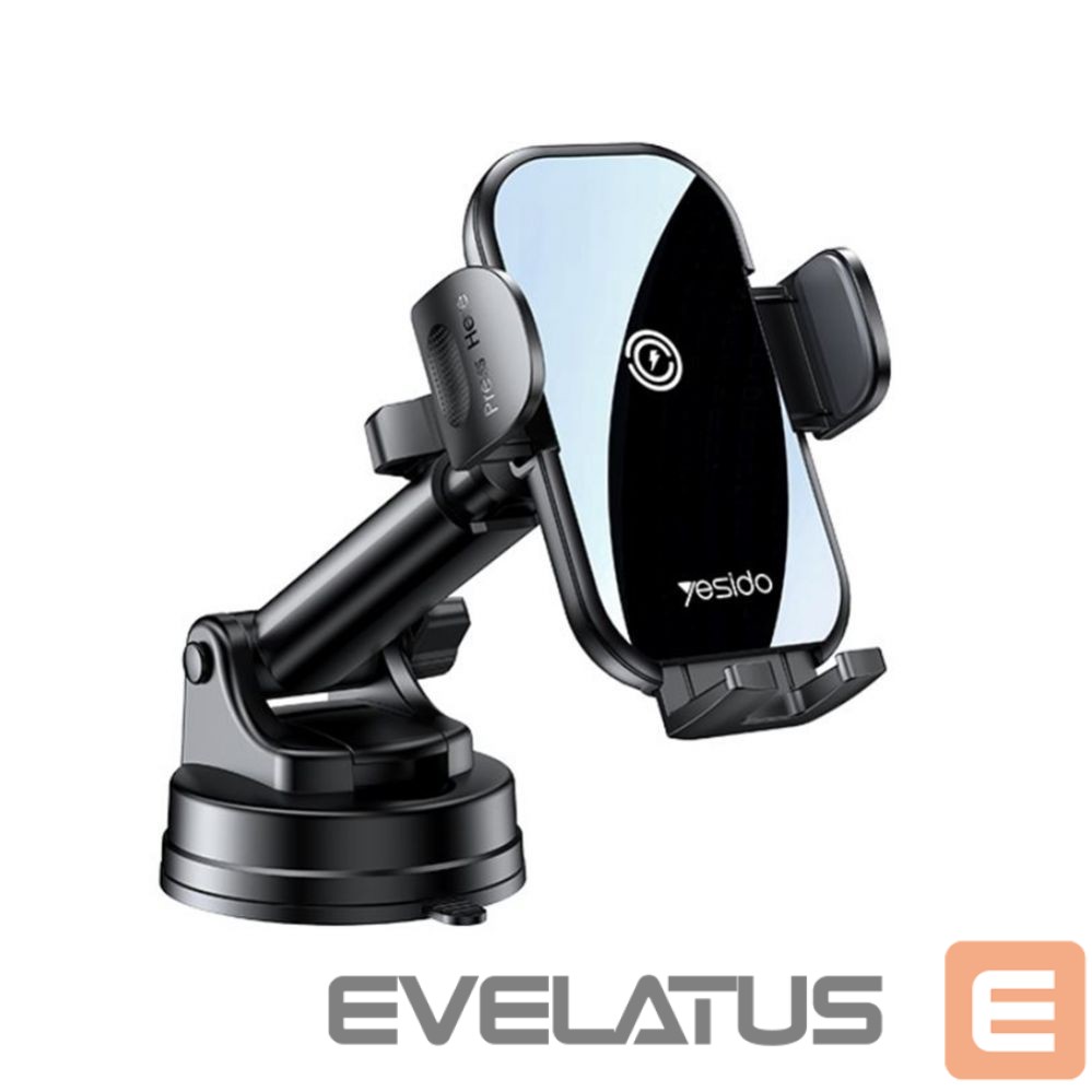 Automatinis laikiklis yesido C197 15W Fast Charging Wireless Car Charger | 360 Rotating Suction Cup Air Vent | Phone Holder Black