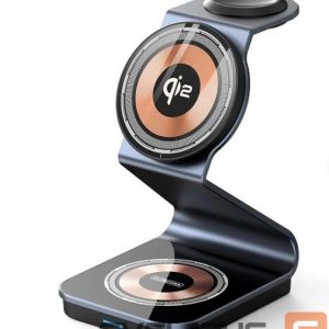 Belaidis įkroviklis Duzzona  W21 3-in-1 15W Wireless Charging Stand Teléfono Auricador de Auriculares Cargador (certificado Qi2) Black