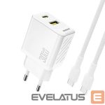Adapteriai Dudao  Dudao A27TCEU PD 30W GaN USB-A USB-C Wall Charger with USB-C Cable White
