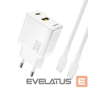 Adapteriai Dudao  Dudao A27TCEU PD 30W GaN USB-A USB-C Wall Charger with USB-C Cable White