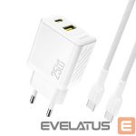 Adapteriai Dudao  Dudao A26TCEU PD QC 25W GaN USB-A USB-C Wall Charger with USB-C Cable White