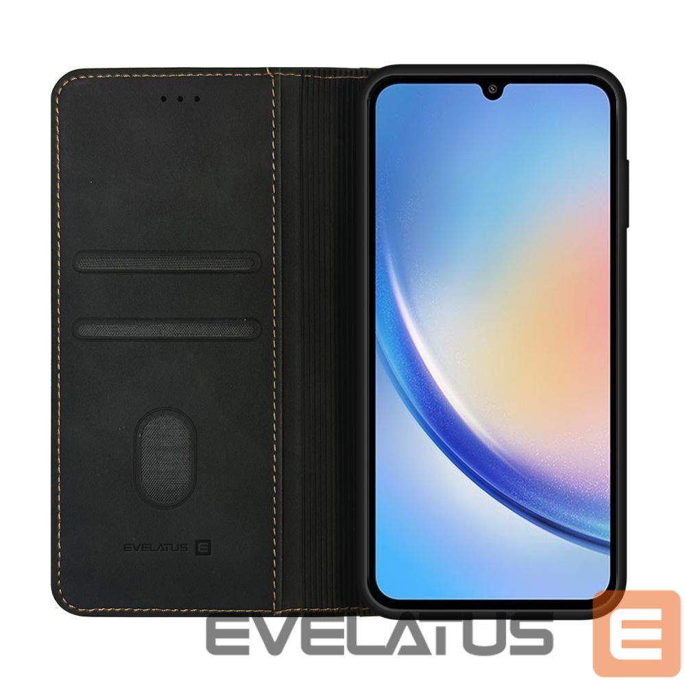 Knygos tipo dėklas dėklai Evelatus Samsung Galaxy A34 Book Case Black