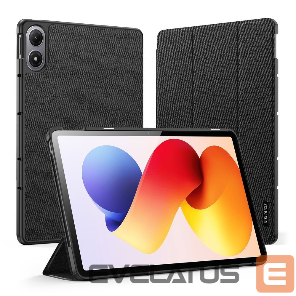 Knygos tipo dėklas Dux Ducis Redmi Pad 2 Pro Domo Series Tri-fold Stand PU Leather Tablet Cover Black