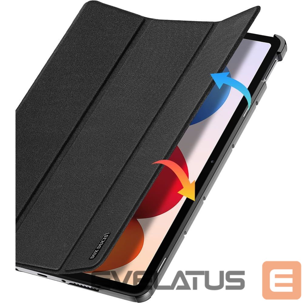 Knygos tipo dėklas Dux Ducis Redmi Pad 2 Pro Domo Series Tri-fold Stand PU Leather Tablet Cover Black