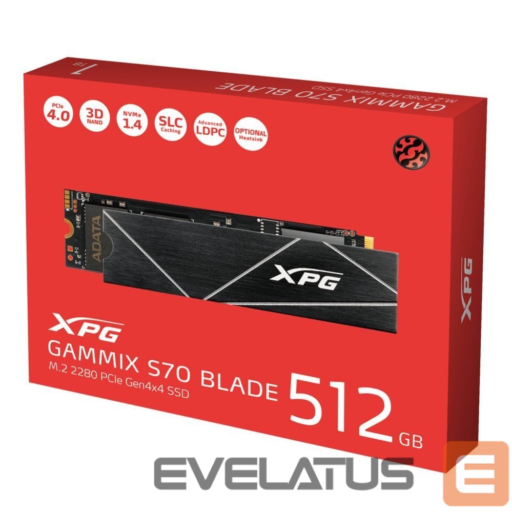 Kietasis diskas SDD ADATA XPG Gammix S70 BLADE PCIe Gen4x4 Solid State Drive 512GB