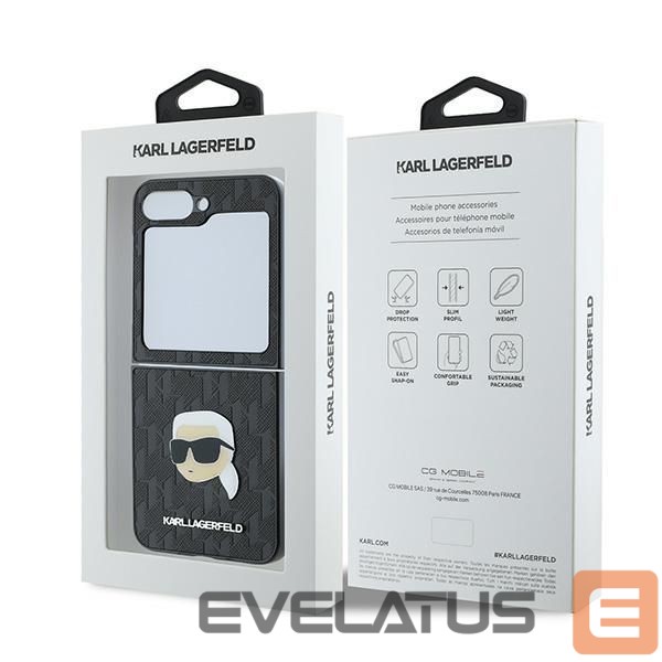 Nugarėlės dėklai Karl Lagerfeld Karl Lagerfeld Saffiano Monogram Case for Samsung Galaxy Z Flip 6 - Black