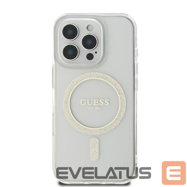 Kitas telefono priedas Guess Guess GUHMP16LHFGERET iPhone 16 Pro 6.3" transparent hardcase IML Glitter Circle MagSafe