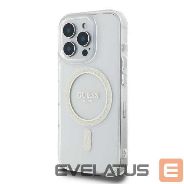 Kitas telefono priedas Guess Guess GUHMP16LHFGERET iPhone 16 Pro 6.3" transparent hardcase IML Glitter Circle MagSafe