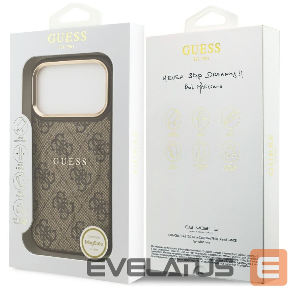 Kitos prekės Guess Guess 4G PU Classic Logo MagSafe Case for iPhone 17 Pro - Brown