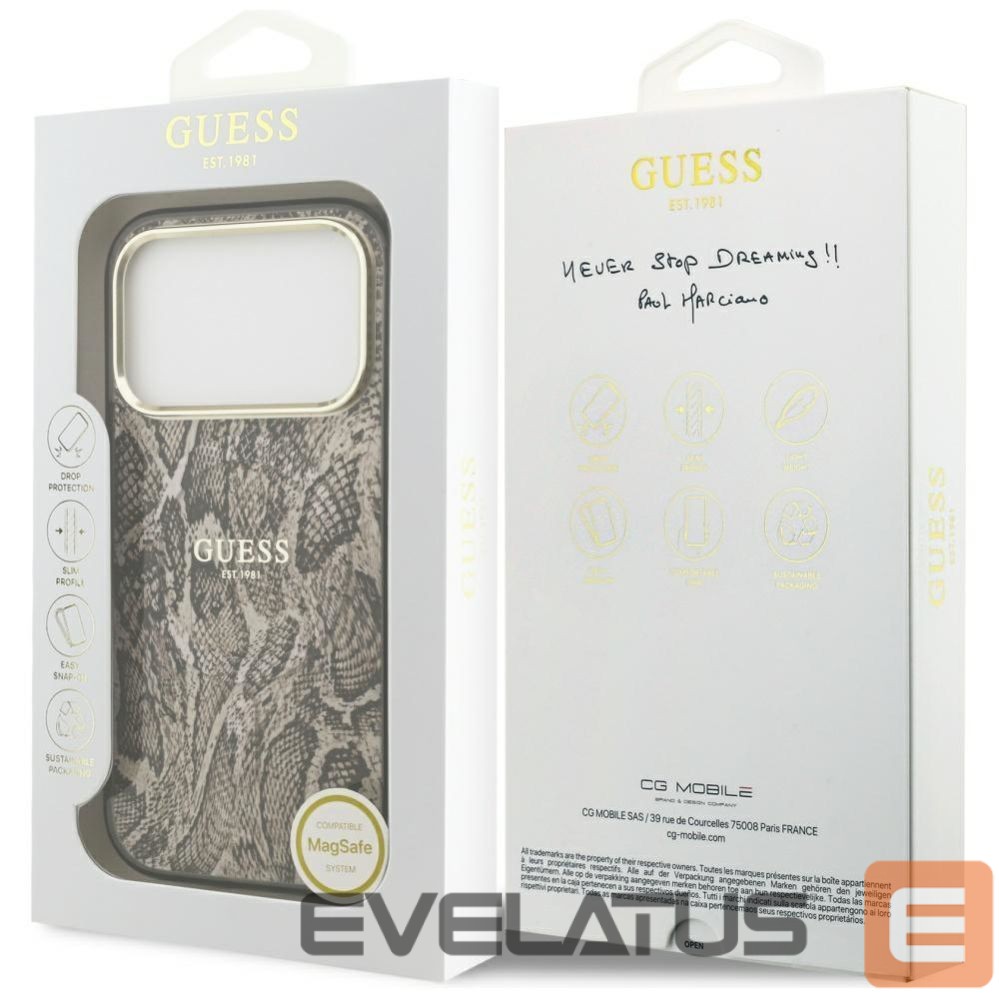 Kitos prekės Guess Guess Python Pattern MagSafe Case for iPhone 17 Pro Max - Brown