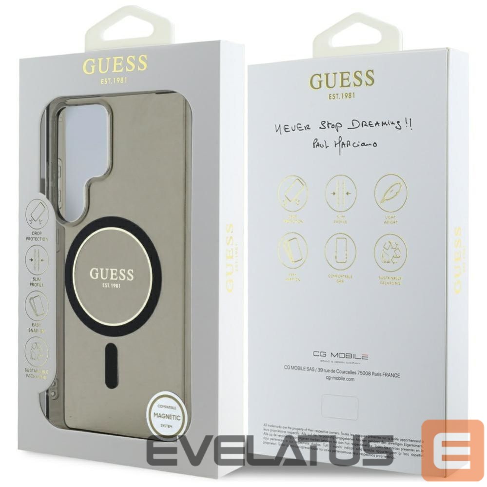 Kitos prekės Guess Guess Glitter Circle Classic Logo MagSafe case for Samsung Galaxy S25 Ultra black