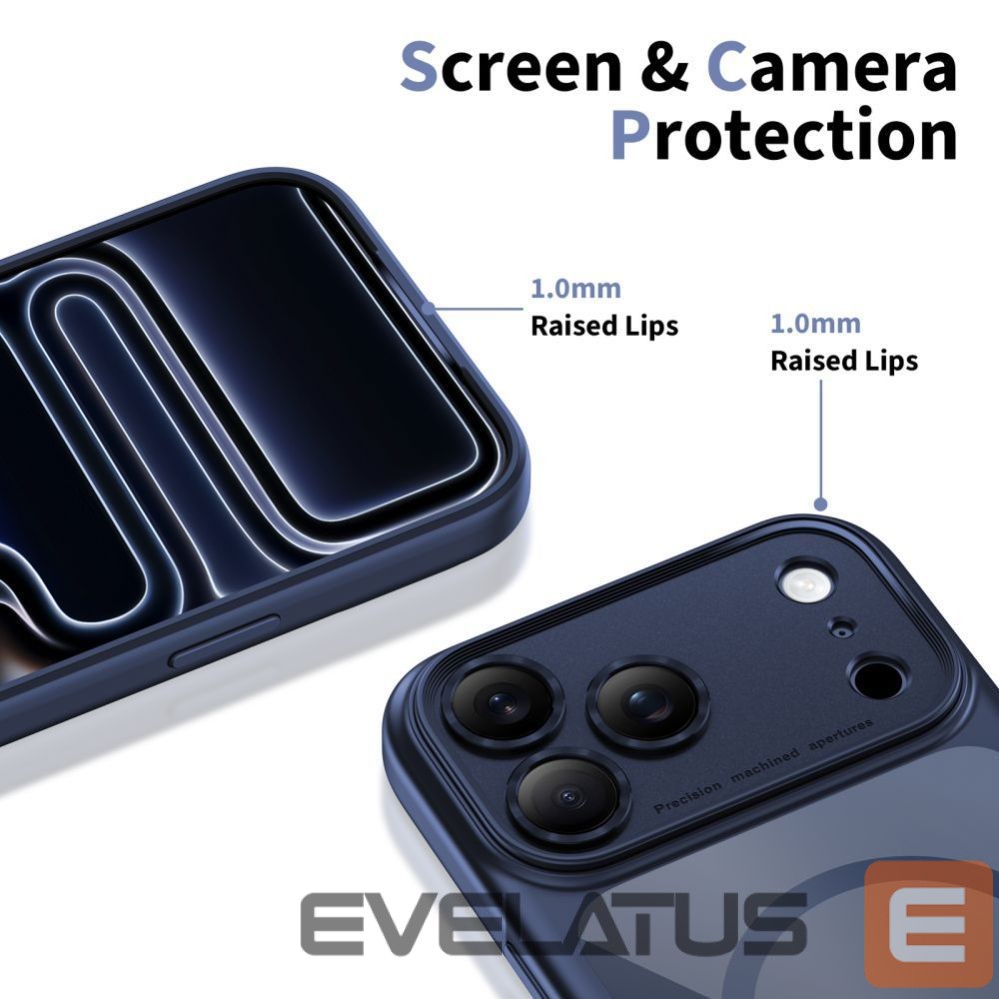 Kitos prekės Tech-Protect Tech-Protect Magpeak Magsafe CC Case for iPhone 17 Pro - Clear Navy Blue