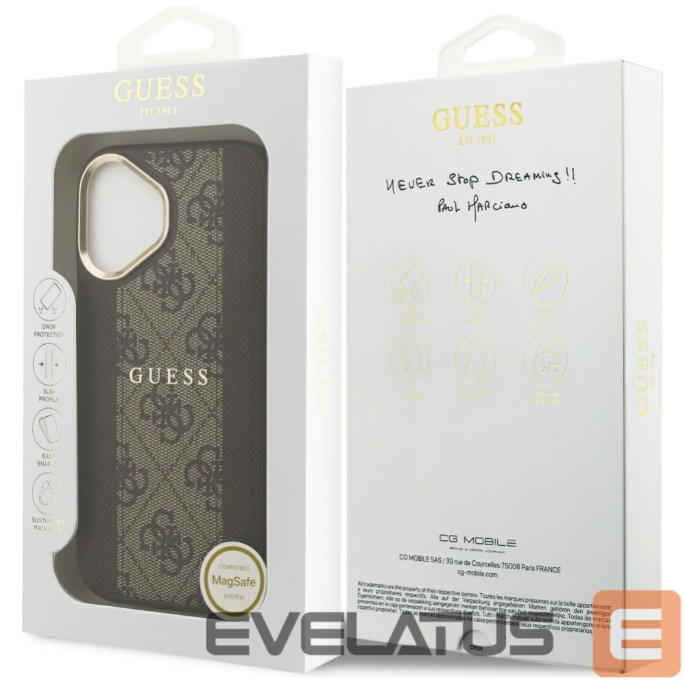 Kitos prekės Guess Guess 4G Stripe MagSafe case for iPhone 17 - brown