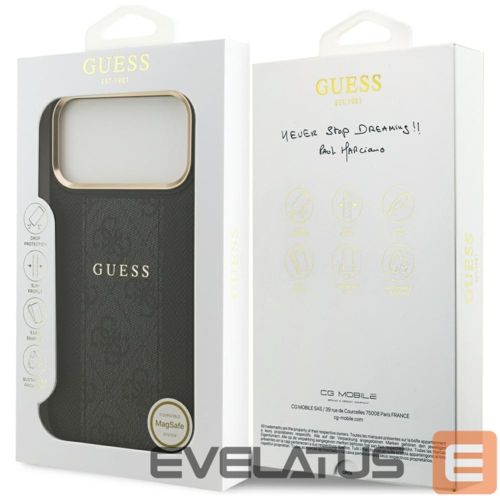 Kitos prekės Guess Guess 4G Stripe MagSafe case for iPhone 17 Pro Max - black