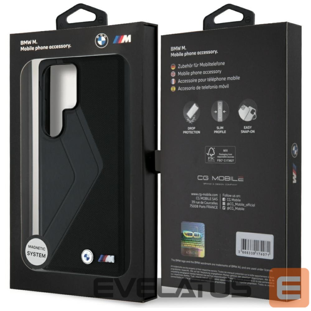 Kitos prekės BMW BMW Leather Oversized Stripes MagSafe case for Samsung Galaxy S25 Ultra - black