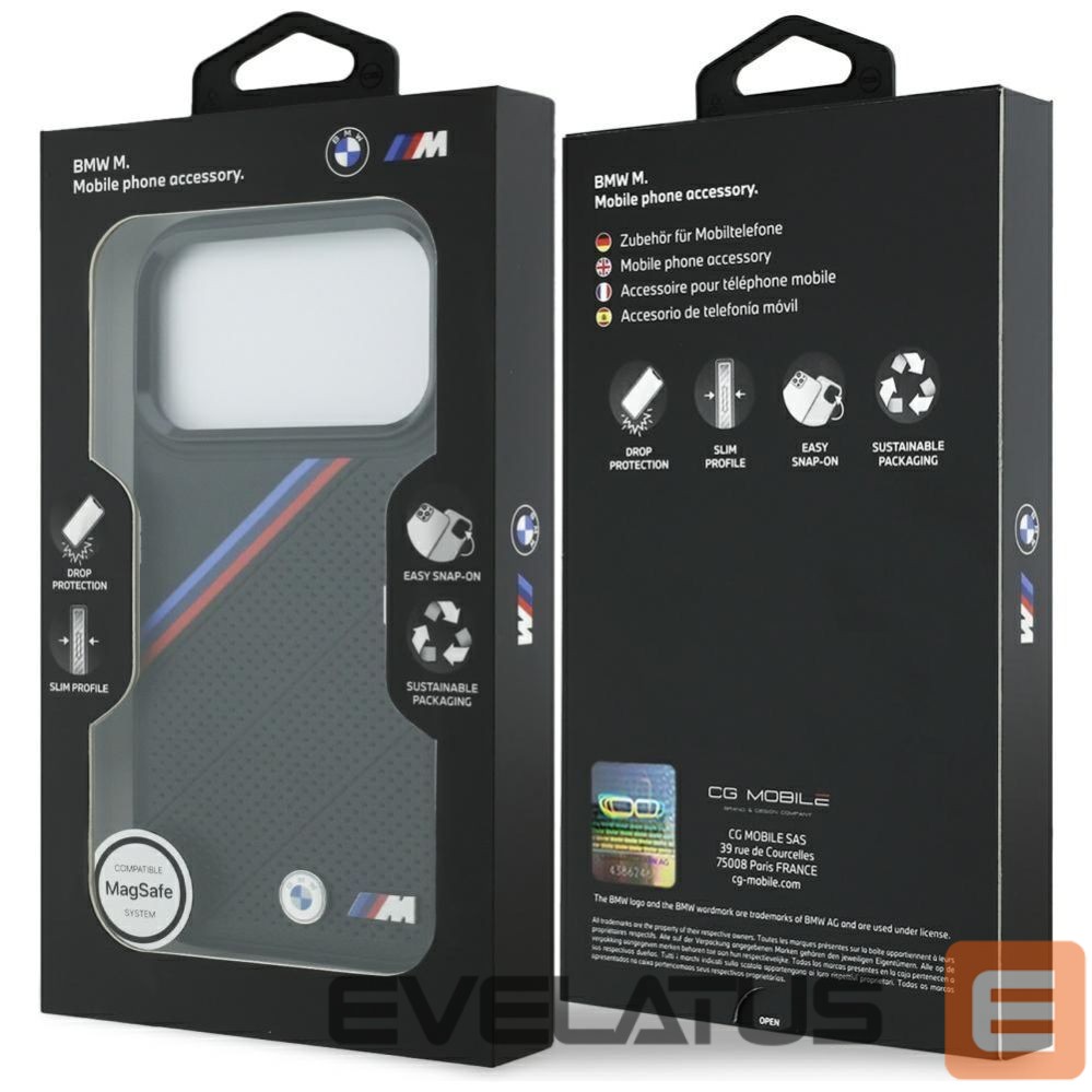 Kitos prekės BMW BMW M Tricolor Metal Logo MagSafe Case for iPhone 17 Pro - Black