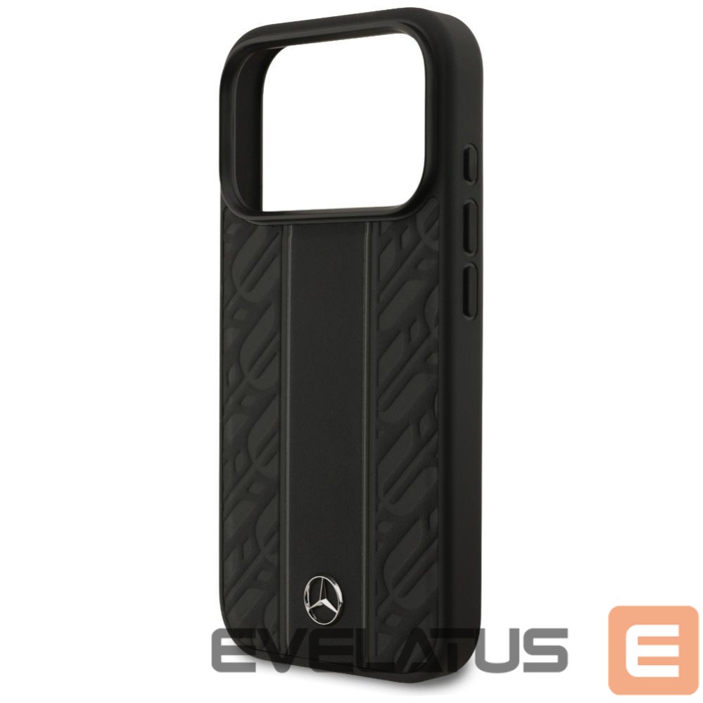 Kitos prekės Mercedes-Benz Mercedes Leather Laurel Leaves Stripes MagSafe Case for iPhone 17 Pro - Black