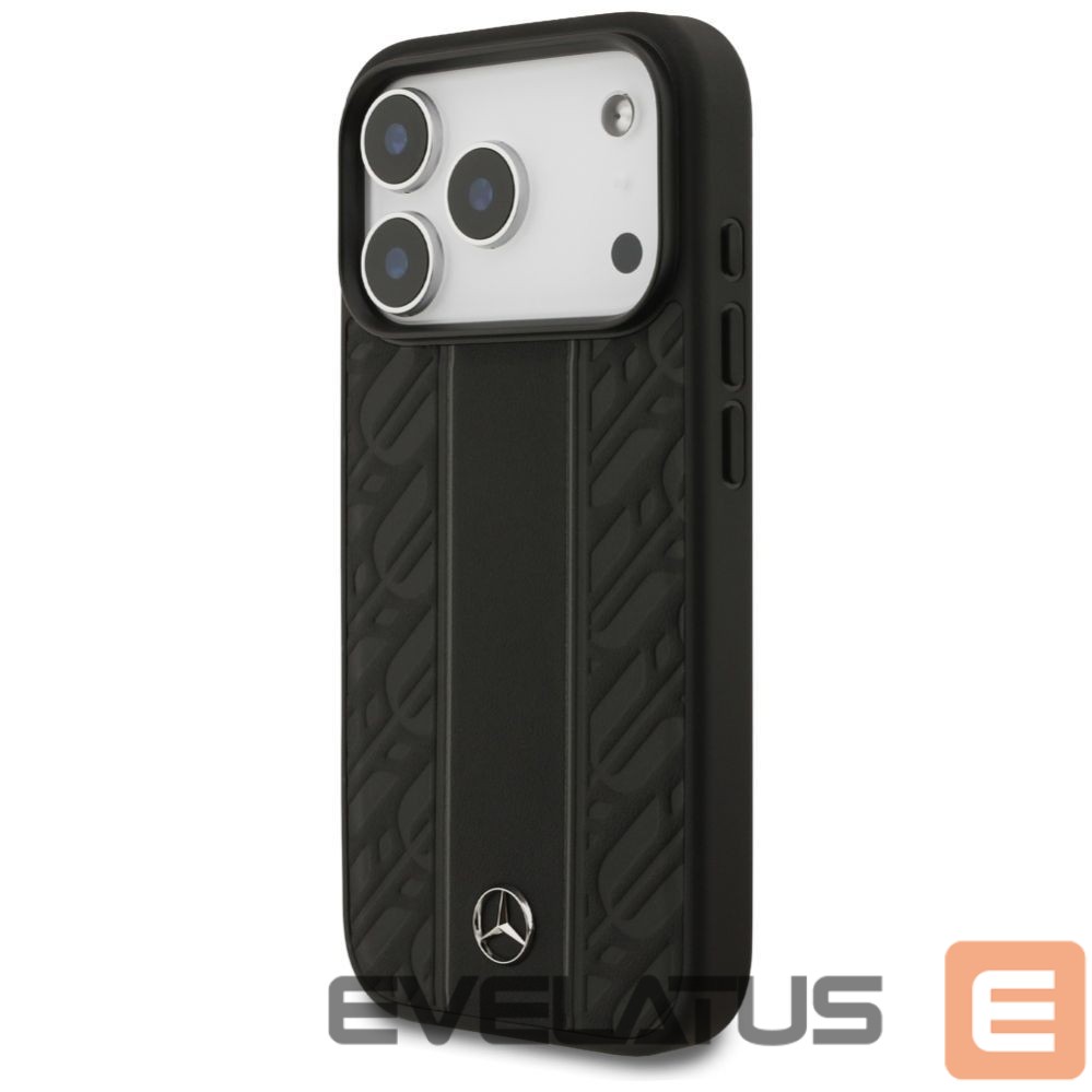 Kitos prekės Mercedes-Benz Mercedes Leather Laurel Leaves Stripes MagSafe Case for iPhone 17 Pro - Black
