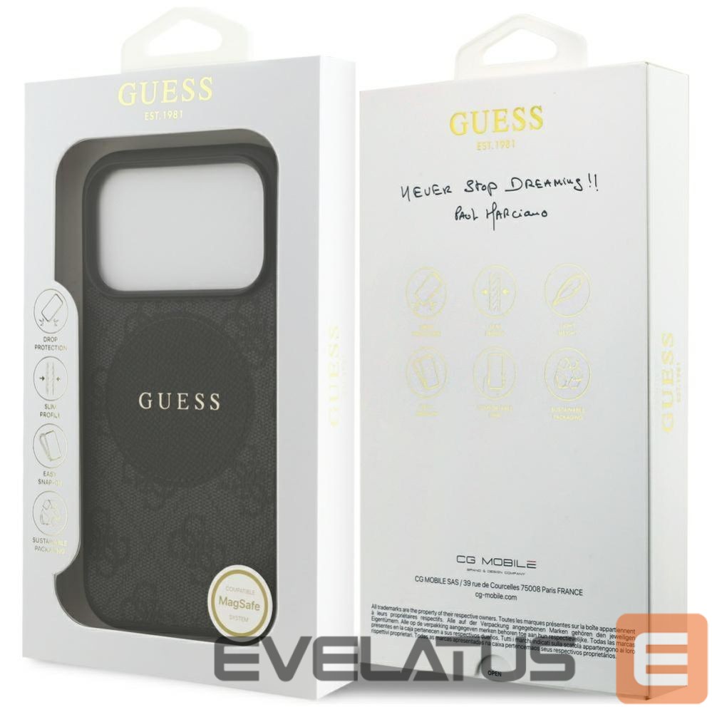 Kitos prekės Guess Guess 4G Circle Classic Logo MagSafe case for iPhone 17 Pro - black
