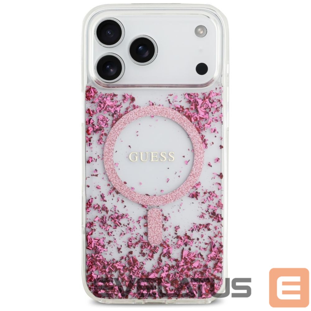 Kitos prekės Guess Guess Resin Bottom Glitter MagSafe Case for iPhone 17 Pro Max - Pink
