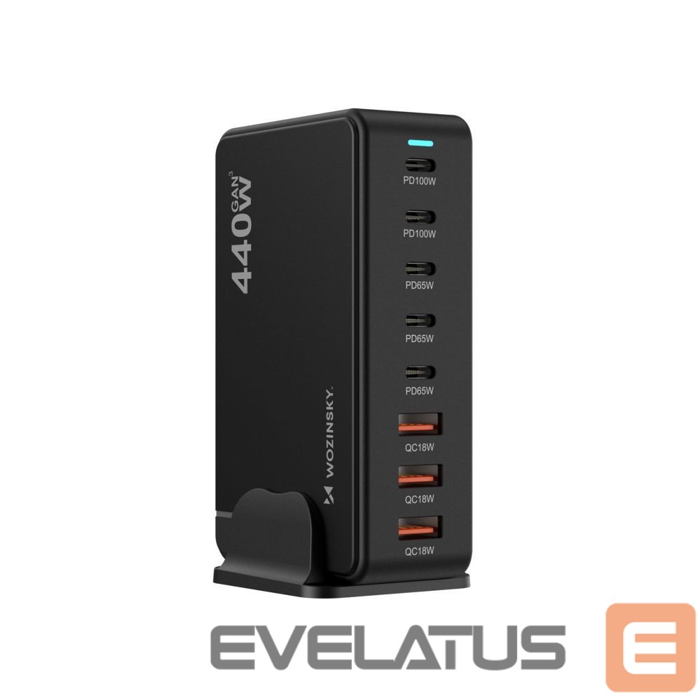 Kitos prekės Wozinsky Wozinsky WSL-440 440W Gan QC3 Charging Station - Black