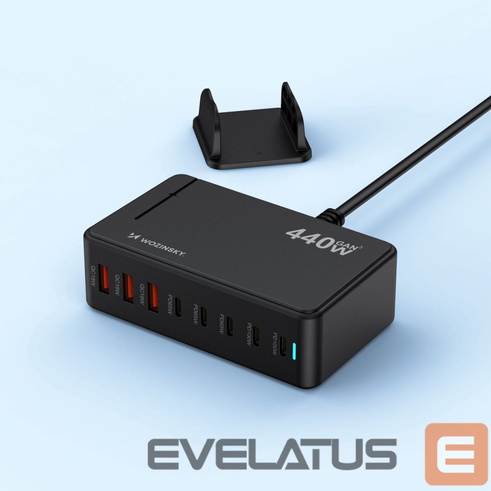 Kitos prekės Wozinsky Wozinsky WSL-440 440W Gan QC3 Charging Station - Black