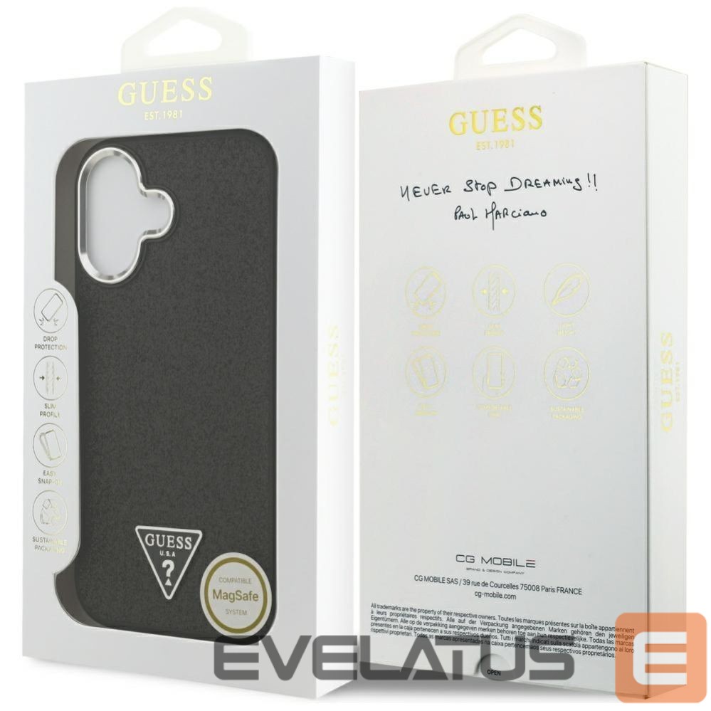 Kitos prekės Guess Guess Glitter Triangle Logo MagSafe Case for iPhone 17 - Black