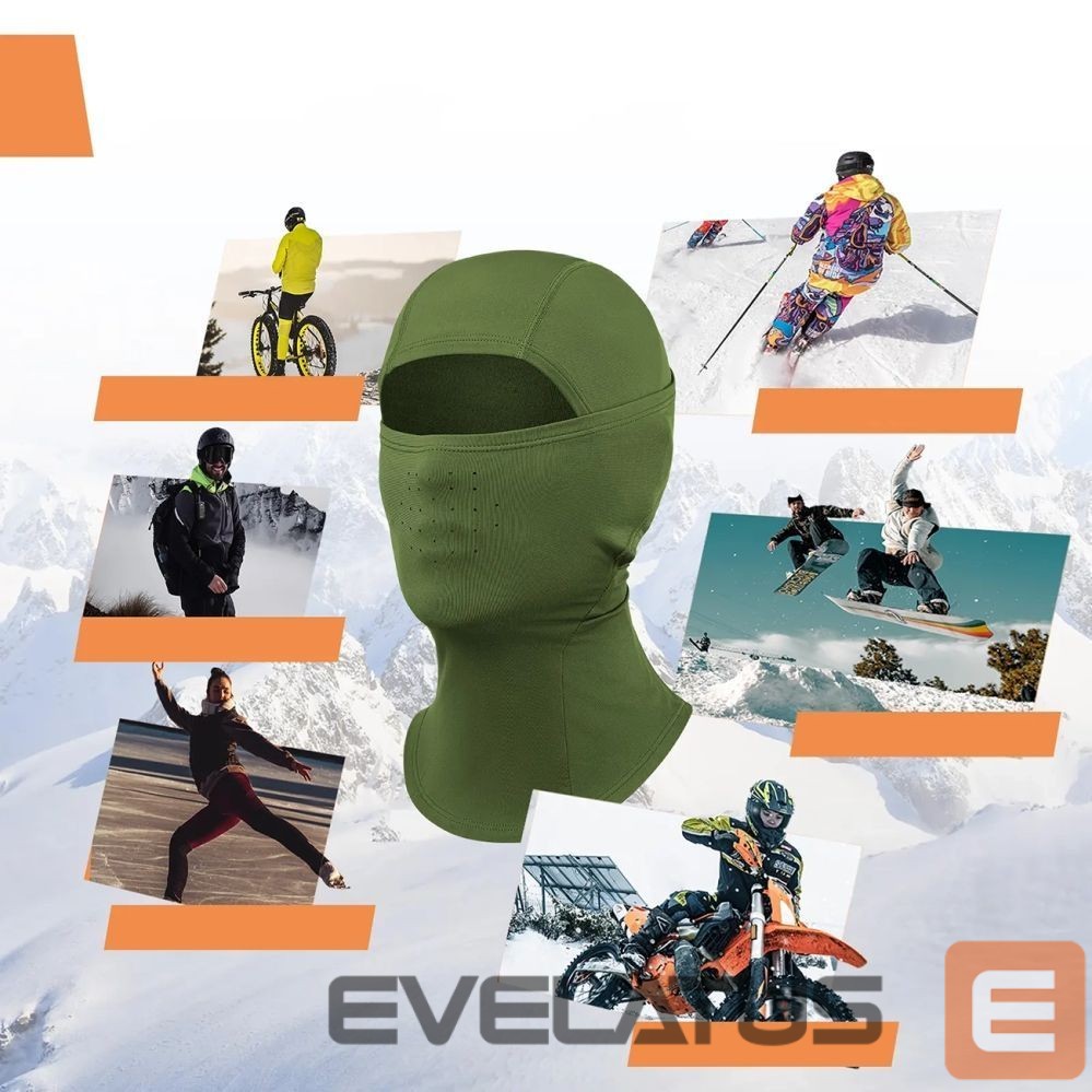 Kitos prekės Rockbros Qunature 13230023015 ski balaclava bike motorcycle balaklava size L - green