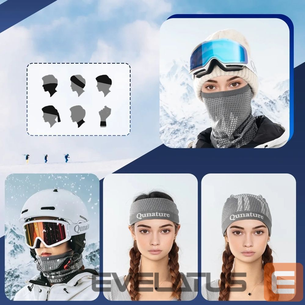 Kitos prekės Rockbros Qunature 11230014001 ski scarf, sports bandana, universal size - gray