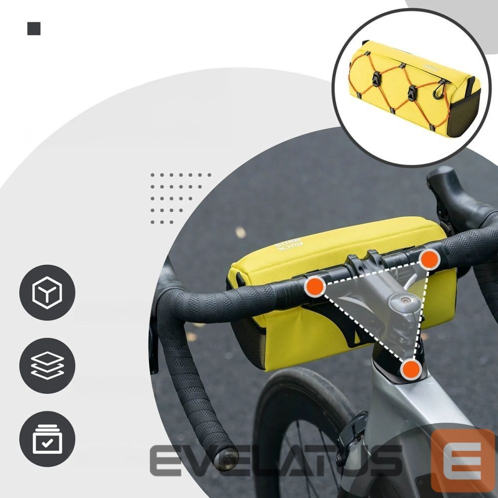 Kitos prekės Rockbros Rockbros 30110054006 Handlebar Bicycle Bag 2.2L - Yellow