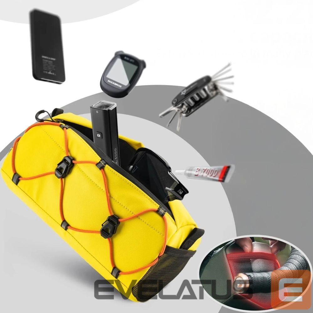 Kitos prekės Rockbros Rockbros 30110054006 Handlebar Bicycle Bag 2.2L - Yellow