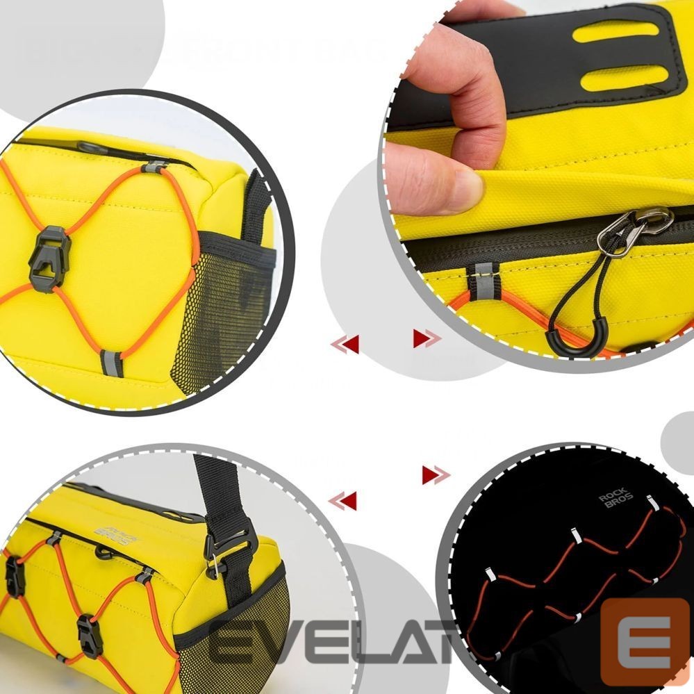 Kitos prekės Rockbros Rockbros 30110054006 Handlebar Bicycle Bag 2.2L - Yellow