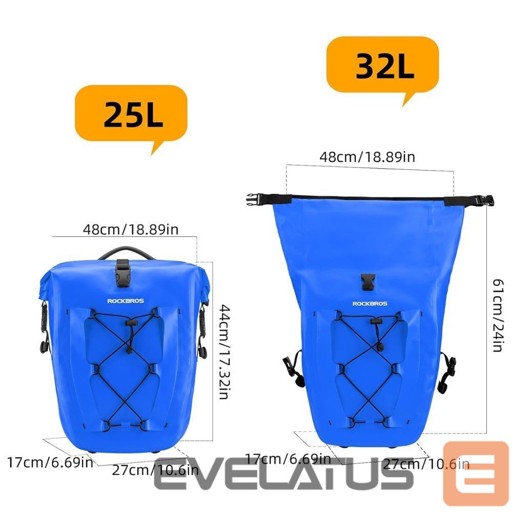 Kitos prekės Rockbros Rockbros 30140022004 Waterproof Bicycle Bag 25-32L - Blue