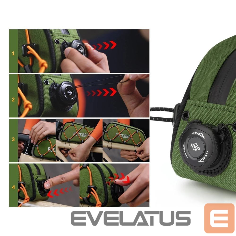 Kitos prekės Rockbros Rockbros 30120045001 ROAD TO SKY bicycle bag for the top frame tube, waterproof, 0.7L - green