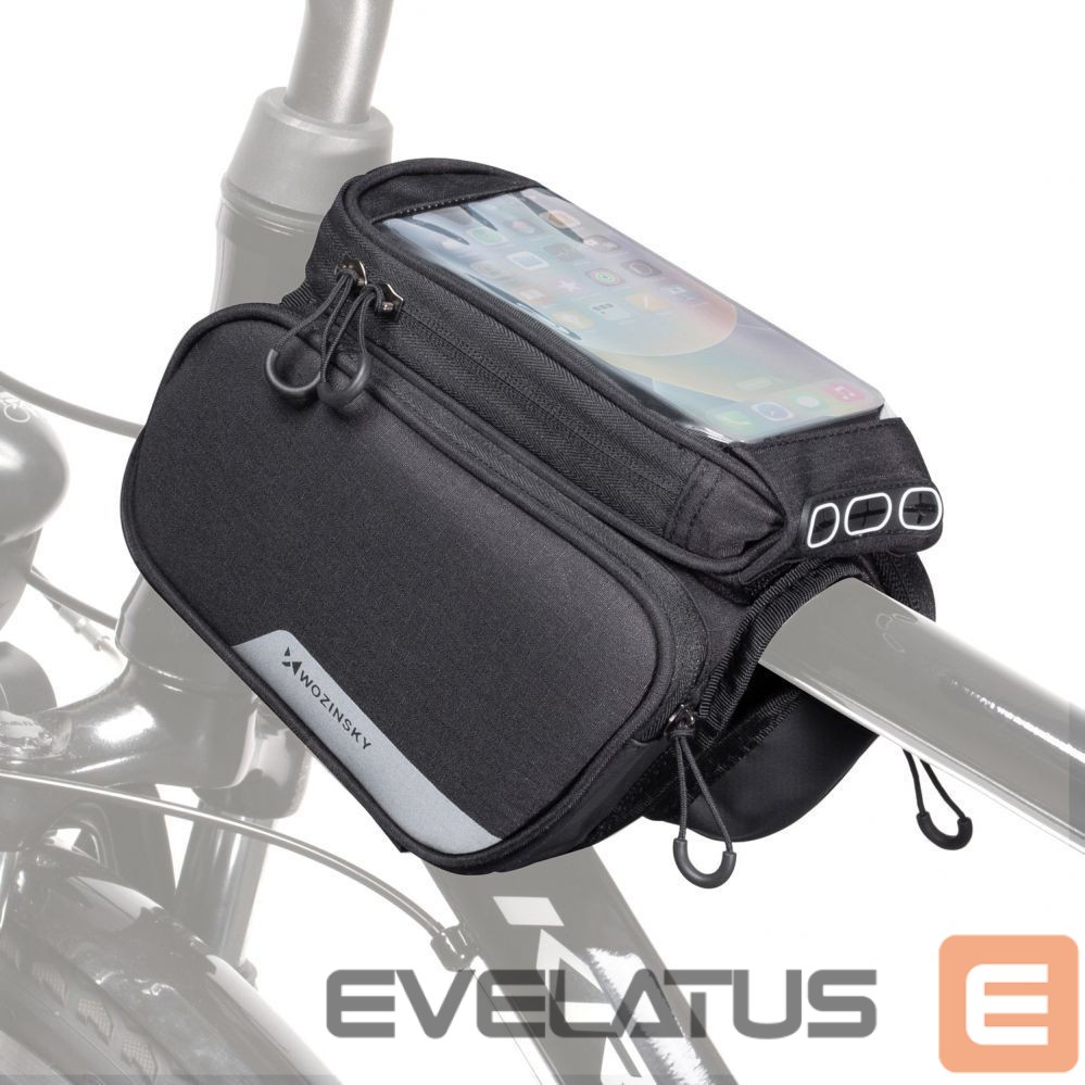 Dviračio priedas Wozinsky Wozinsky frame bike bag + detachable phone cover up to 6.5 "1.5l black (WBB7BK)