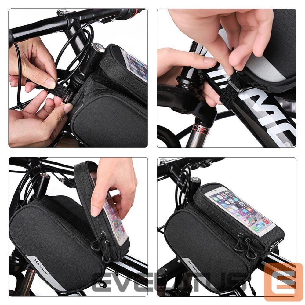Dviračio priedas Wozinsky Wozinsky frame bike bag + detachable phone cover up to 6.5 "1.5l black (WBB7BK)