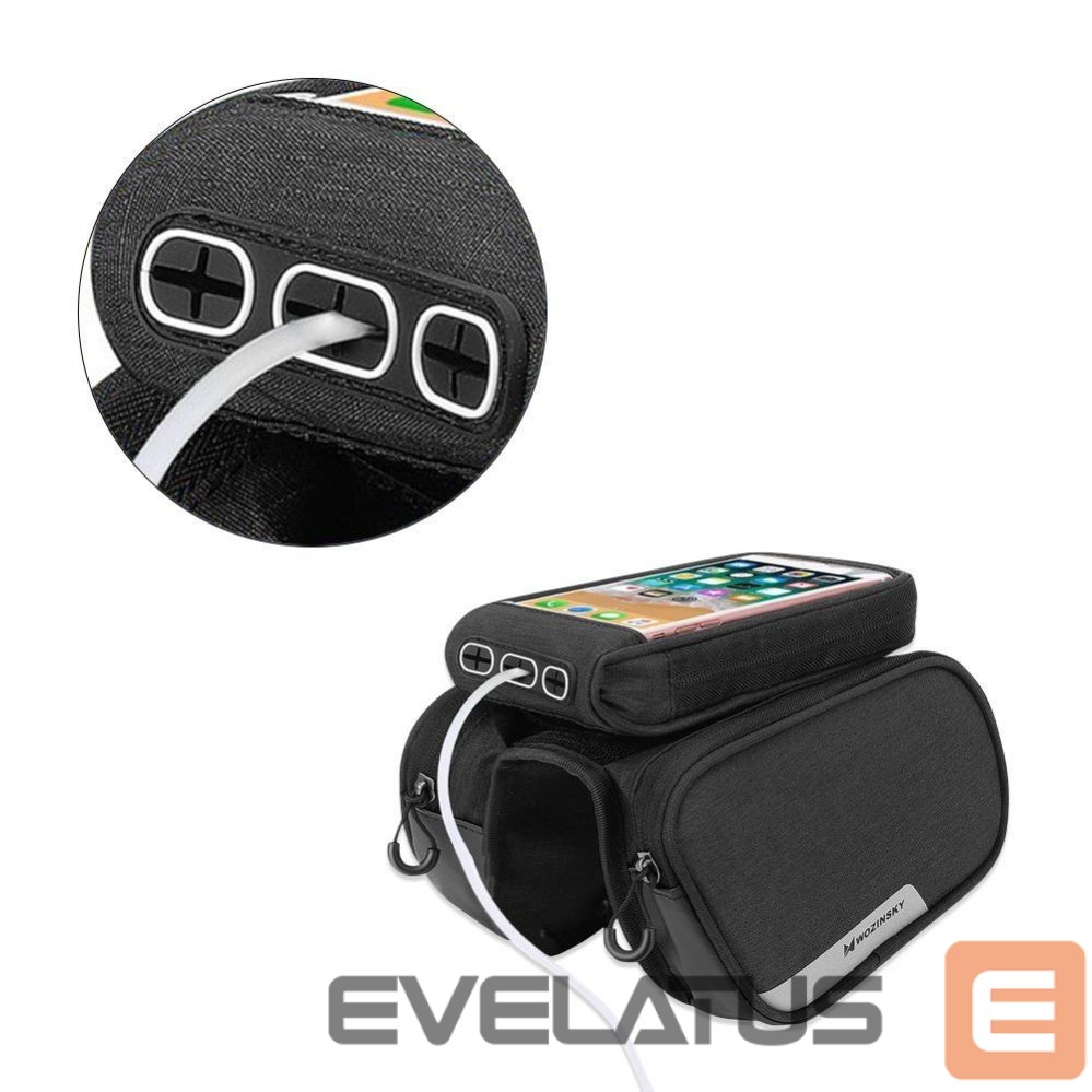 Dviračio priedas Wozinsky Wozinsky frame bike bag + detachable phone cover up to 6.5 "1.5l black (WBB7BK)