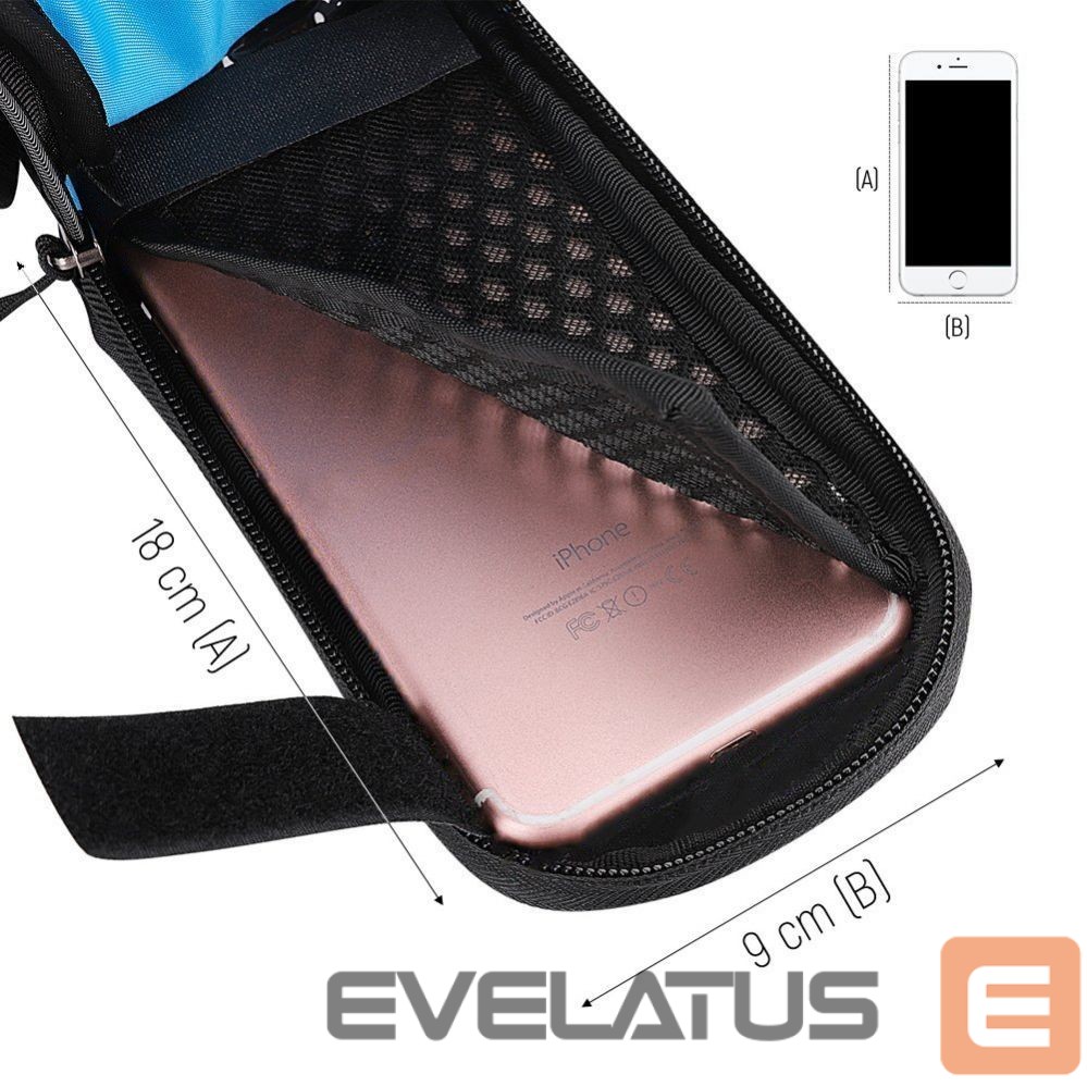 Dviračio priedas Wozinsky Wozinsky frame bike bag + detachable phone cover up to 6.5 "1.5l black (WBB7BK)