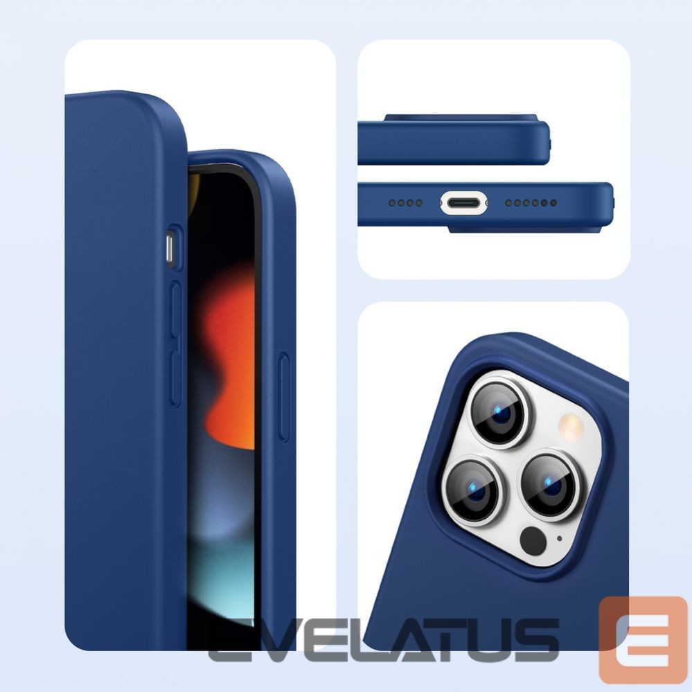 Nugarėlės dėklai Ugreen Ugreen Protective Silicone Case rubber flexible silicone case cover for iPhone 13 Pro Max blue